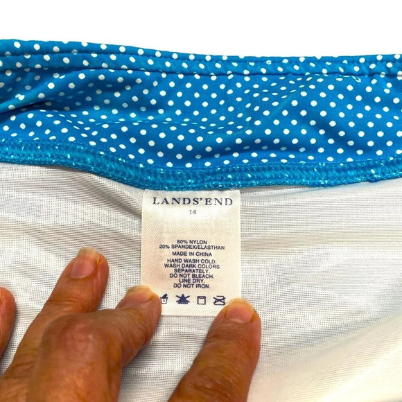 Land's End Swim Skirt, Size 14, Turquoise w White Polka‎ Dots, New w/o Tags - Picture 3 of 8
